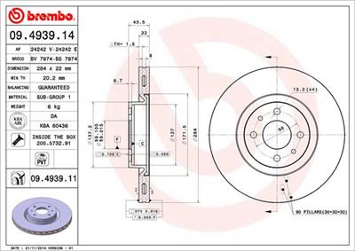 BREMBO 09.4939.11 EAN: 8020584211311.