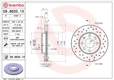 BREMBO 09.8635.1X EAN: 8020584217474.