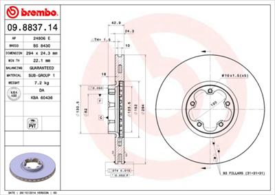 BREMBO 09.8837.14 EAN: 8020584013410.