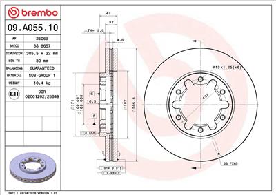 BREMBO 09.A055.10 EAN: 8020584014929.