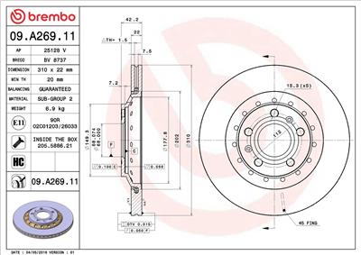 BREMBO 09.A269.11 EAN: 8020584018064.