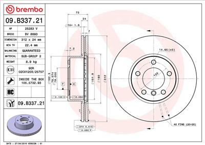 BREMBO 09.B337.21 EAN: 8020584035733.