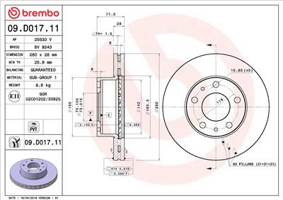 BREMBO 09.D017.11 EAN: 8020584227350.
