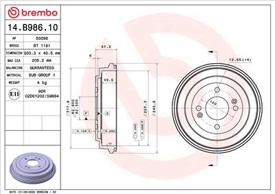 BREMBO 14.B986.10 EAN: 8020584030639.
