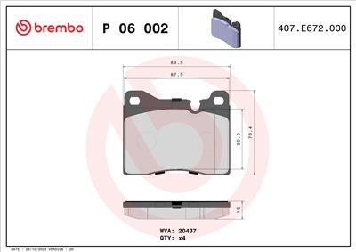BREMBO P 06 002 Číslo výrobce: 20437. EAN: 8020584050026.