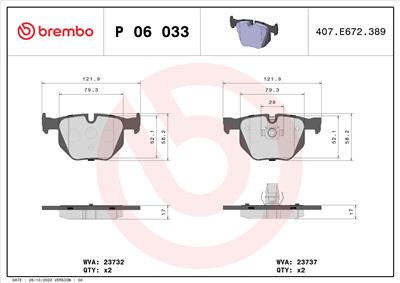 BREMBO P 06 033 Číslo výrobce: 23737. EAN: 8020584050330.