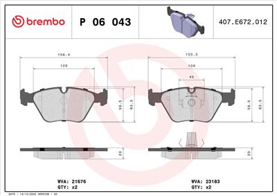 BREMBO P 06 043X Číslo výrobce: 23183. EAN: 8020584068557.
