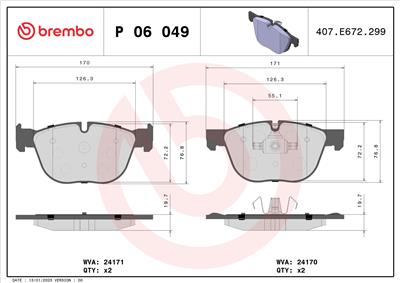 BREMBO P 06 049 Číslo výrobce: 24171. EAN: 8020584059975.