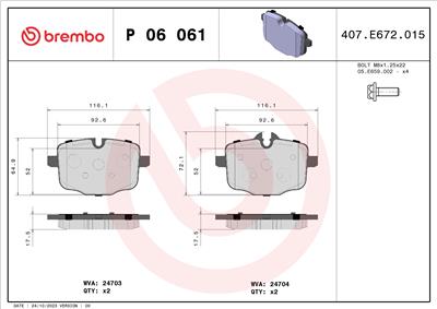BREMBO P 06 061 Číslo výrobce: 24704. EAN: 8020584090251.