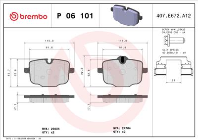 BREMBO P 06 101 Číslo výrobce: 25636. EAN: 8020584087299.