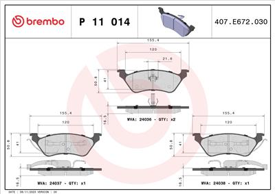 BREMBO P 11 014 Číslo výrobce: 24037. EAN: 8020584050514.