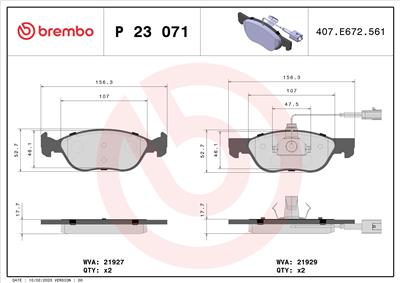 BREMBO P 23 071 Číslo výrobce: 21929. EAN: 8020584051412.