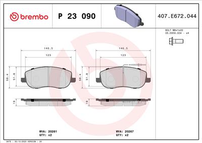 BREMBO P 23 090 Číslo výrobce: 20267. EAN: 8020584051603.