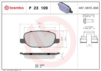 BREMBO P 23 109 Číslo výrobce: 23760. EAN: 8020584059814.