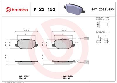 BREMBO P 23 152 Číslo výrobce: 24788. EAN: 8020584109908.