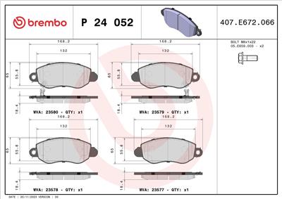 BREMBO P 24 052 Číslo výrobce: D1797 9027. EAN: 8020584052242.