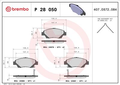 BREMBO P 28 050X Číslo výrobce: 24979. EAN: 8020584068847.