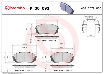 BREMBO P 30 093 Číslo výrobce: 25205. EAN: 8020584087138.