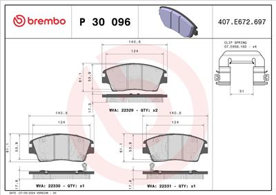 BREMBO P 30 096 Číslo výrobce: 22330. EAN: 8020584068465.