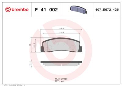BREMBO P 41 002 Číslo výrobce: 20660. EAN: 8020584053201.
