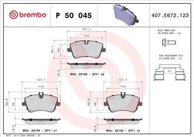 BREMBO P 50 045 Číslo výrobce: 23145. EAN: 8020584054178.