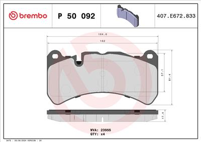 BREMBO P 50 092 Číslo výrobce: 23955. EAN: 8020584103241.