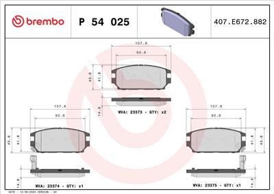 BREMBO P 54 025 Číslo výrobce: 23374. EAN: 8020584054727.