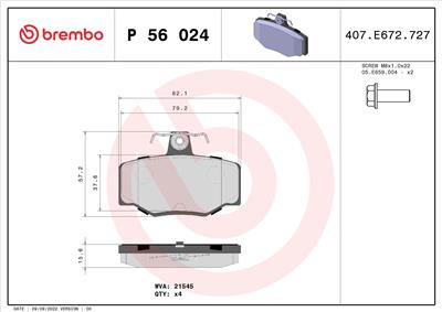 BREMBO P 56 024 Číslo výrobce: 21545. EAN: 8020584055045.