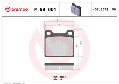 BREMBO P 59 001 Číslo výrobce: 20034. EAN: 8020584055328.