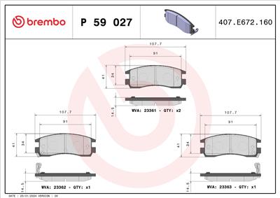 BREMBO P 59 027 Číslo výrobce: 23362. EAN: 8020584055588.