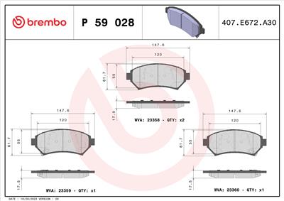 BREMBO P 59 028 Číslo výrobce: 23359. EAN: 8020584055595.