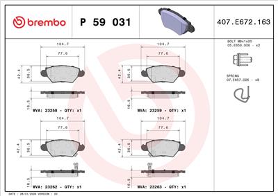 BREMBO P 59 031 Číslo výrobce: 23262. EAN: 8020584055625.
