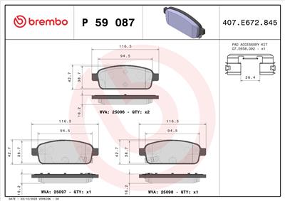 BREMBO P 59 087 Číslo výrobce: 25096. EAN: 8020584083987.