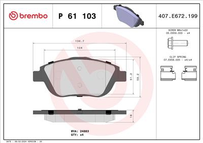 BREMBO P 61 103X Číslo výrobce: 24883. EAN: 8020584069141.