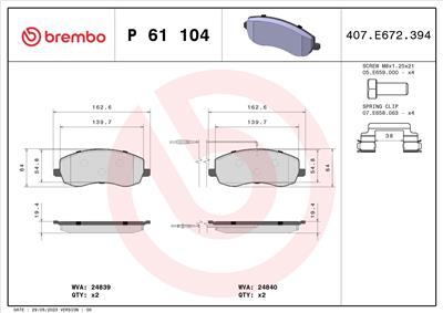 BREMBO P 61 104 Číslo výrobce: 24840. EAN: 8020584090770.