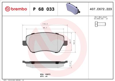BREMBO P 68 033 Číslo výrobce: 23973. EAN: 8020584056967.