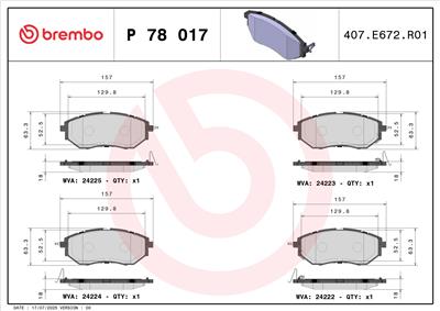 BREMBO P 78 017 Číslo výrobce: 24223. EAN: 8020584062067.