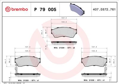 BREMBO P 79 005 Číslo výrobce: 21334. EAN: 8020584057254.