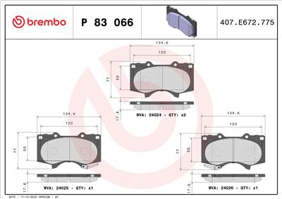 BREMBO P 83 066 Číslo výrobce: 24025. EAN: 8020584058015.