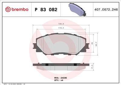 BREMBO P 83 082 Číslo výrobce: 24336. EAN: 8020584062203.