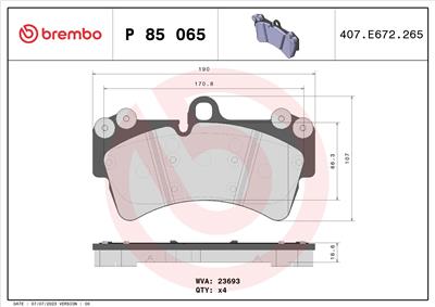 BREMBO P 85 065 Číslo výrobce: 23693. EAN: 8020584058688.