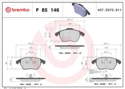 BREMBO P 85 146 Číslo výrobce: 23587. EAN: 8020584081242.