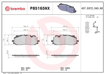 BREMBO P85165NX EAN: 8020584130629.