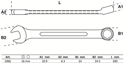 Klíč očkoplochý 16mm BGS 1066