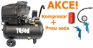 TUSON A130024 Olejový kompresor dvoupístkový 2,2kW; 3,0HP; 50l 130024 + Pneu sada 3 dílná WJ002030