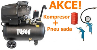 Olejový kompresor dvoupístkový 2,2kW; 3,0HP; 50l 130024 + Pneu sada 3 dílná WJ002030