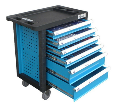 Pojízdný dílenský vozík se sadou nářadí 245ks, 6 polic GEKO