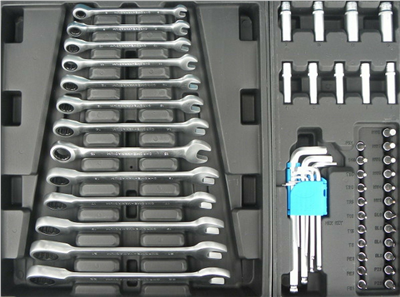 Pojízdný dílenský vozík se sadou nářadí 245ks, 6 polic GEKO