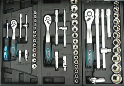 Pojízdný dílenský vozík se sadou nářadí 245ks, 6 polic GEKO