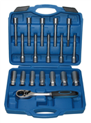 Quatros QS80418 Sada na servis tlumičů s průchozí ráčnou, speciální hlavice na tlumiče, 18 kusů - QS80418